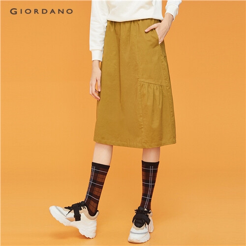 GIORDANO WOMEN Elastic waistband solid skirt 13469805