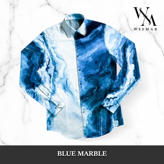 เสื้อเชิ้ตแขนยาวลายหินอ่อน(สีบลู):Blue Marble Shirt (Long-sleeved)