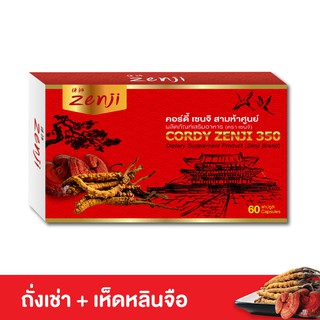 Cordy Zenji  350  ถั่งเช่าทิเบต ผสมเห็ดหลินจือแดง ลดความดัน ลดเบาหวาน ลดไขมันในเลือด บำรุงไต 1 กล่อง(60แคปซูล)