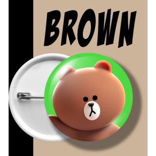 BADGE BROWN เข็มกลัด บราวน์ พื้นเขียว