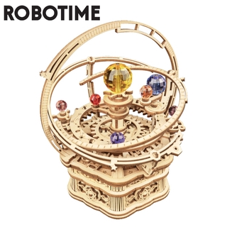 Robotime ชุดกล่องดนตรีไม้ ลายท้องฟ้ากลางคืน 3D หมุนได้ Diy ของเล่น สําหรับเด็ก SJI6 84 ชิ้น