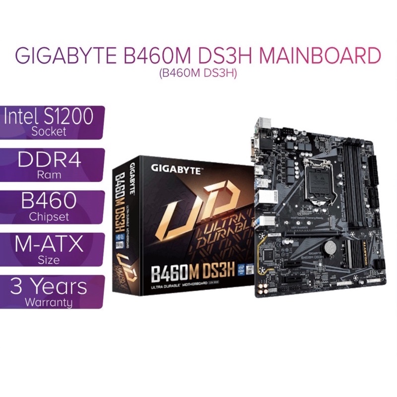MAINBOARD (เมนบอร์ด) 1200 GIGABYTE B460M DS3H