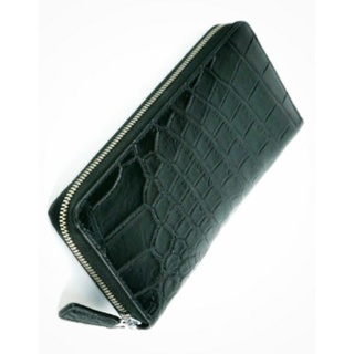 crocodile belly purse green1zip กระเป๋าสตางค์ใบยาวสีเขัยว