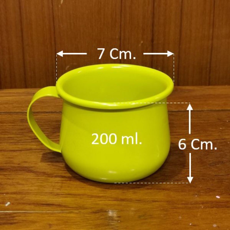 แก้วน้ำ enamel กว้าง 7 cm. ขนาดบรรจุ 200 ml.(ขนาดเล็ก)