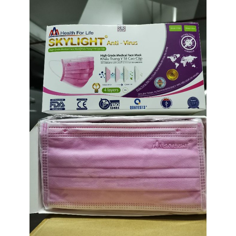 🔥หน้ากากอนามัย 4 ชั้น(จมูกลวด)​✔️Mask Skylight Anti-Virus ( แท้ 💯 )​