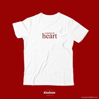 เสื้อยืดผ้าฝ้ายพิมพ์ลายคลาสสิก Morning  Young at heart Tee - Kudsun oversize SML