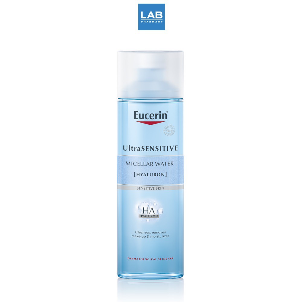 Eucerin UltraSENSITIVE (Hyaluron) Micellar Water 200 - 400 ml. - ไมเซลล่าวอเตอร์ เช็ดล้างเครื่องสำอาง ผิวแพ้ง่าย