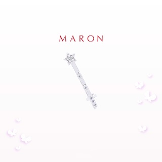 MARON - Feo Stars Line Ear cuff ชุบสี White Gold ต่างหูหนีบ พลอยเพทายสีขาว เงินแท้925