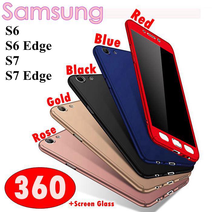 เคสโทรศัพท์มือถือแบบเต็มขอบกระจกนิรภัยสําหรับ samsung s 6 edge s 7 edge s 360