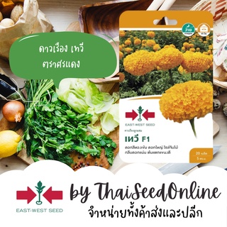 GGEW เมล็ดพันธุ์ซฟ ดาวเรืองตัดดอก ดาวเรืองเทวี 20เมล็ด ตราศรแดง Marigold เมล็ดดอกไม้