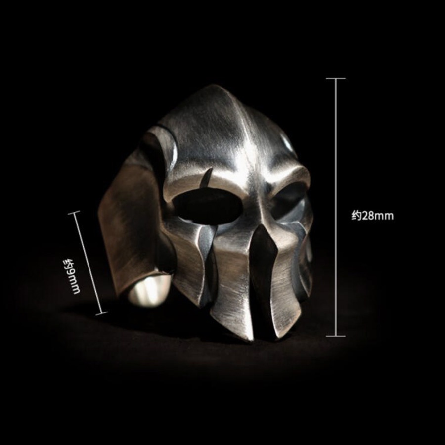 เครื่องประดับ แหวนเหล็กไทเทเนียม รูปกะโหลก BOSS Spartan สไตล์พังก์ แฟชั่นวินเทจ สําหรับผู้ชาย - รูปที่ 4