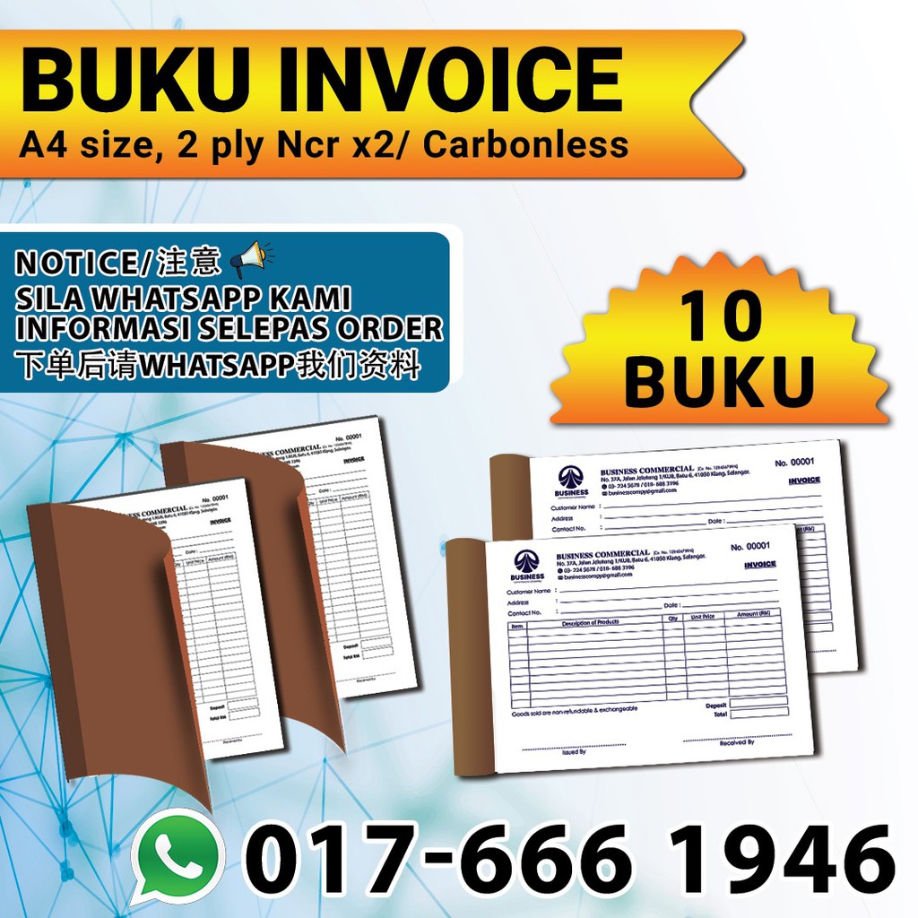 BILL BOOK/BUKU INVOICE/INVOICE BOOK/CASH OFFICIAL RECEPT/DELIVERY ORDER/PAYMENT VOUCHER A5 2ply
