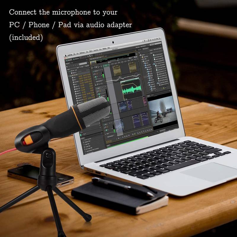 PC Microphone with Mic Stand, Professional 3.5mm Jack Recording ...