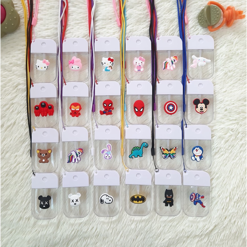 พร้อมส่งในไทย ขวดสเปรย์พกพา พร้อมสายห้อยคอ ขนาด 38 ml. ติดตัวการ์ตูนสวยงาม ขวดแข็งแรง ขวดสเปรย์แอลกอฮอล์