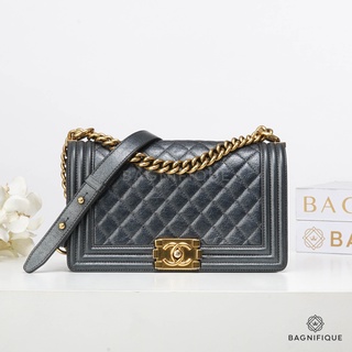 CHANEL BOY 10 IN METALIC CALFSKIN GHW แท้ 100%