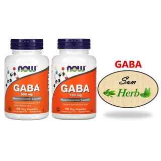 (พร้อมส่ง) NOW GABA -- 500/750 mg - 100/200 Capsules. กาบ้า ระบบประสาท สมอง ความจำ ลดความดันโลหิต ป้องกันอัลไซเมอร์