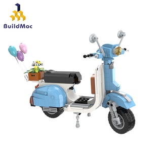 Buildmoc Vespa 125 โมเดลรถจักรยานยนต์ สกูตเตอร์ บล็อกตัวต่อ ของเล่นเพื่อการศึกษา ของขวัญ 569 ชิ้น เลโก้เข้ากันได้กับเลโก้ 10298