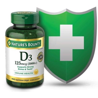 🪖👑Natures Bounty Vitamin D3 125mcg (5000 IU) 400 Softgels🩲(EXP:06/2024)