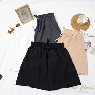PI001 TARA Short pants กางเกงขาสั้น ทรงสปอร์ต ไม่มีกระเป๋าข้าง เอวยางยืด ผ้าไหมอิตาลี ใส่สบาย ไม่ร้อน