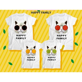 ❤&gt;&gt;เสื้อยืด Happy Family ลายแมวน่ารักสดใส พร้อมส่งทุกไซส์