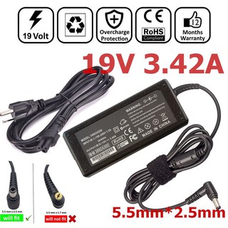 19V 3.42A 5.5mm*2.5mm AC Adapter 65W Charger Power Supply Cord For Toshiba Satellite Asus Laptop
