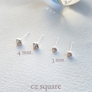 Yourdays/Cz square earrings/ต่างหูเงินแท้/ต่างหูเพชรcz