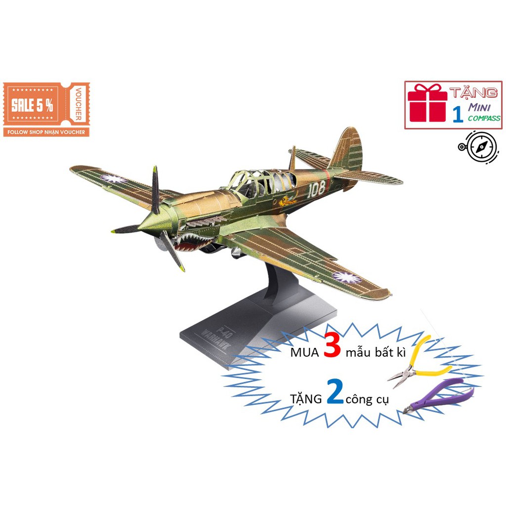 โมเดลประกอบโลหะ 3 มิติของ P-40 Warhawk Fighter