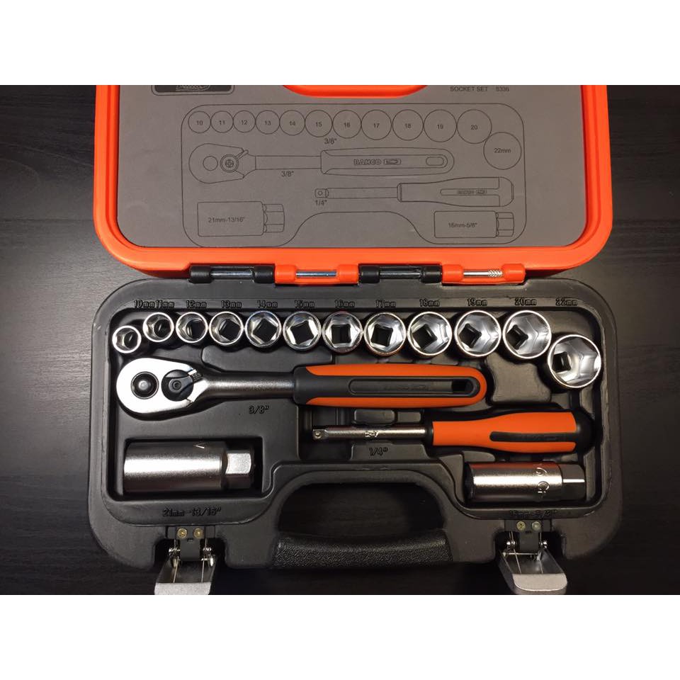 Bahco socket 3/8 and 1/4bit set 34pcs ชุดบล๊อค3/8 34ชิ้น บาห์โก้ Shopee Thailand