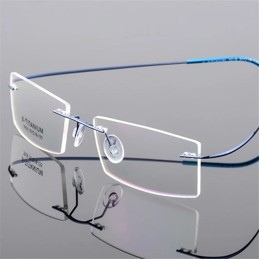 Fashionlightweight Rimless กรอบแว่นตาหน่วยความจําไทเทเนียมกรอบแว่นตา Prescription Optical กรอบสายตาสั้น