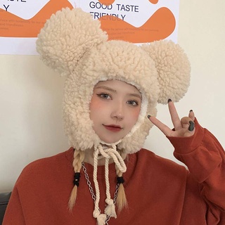 Cap Cap Autumn และ Winter Korean รุ่น Lambscaus Sweet and Cute Plush Fisherman Hat