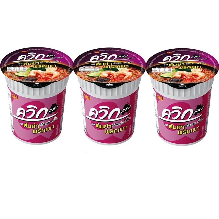 ไวไว บะหมี่ควิก รสต้มยำพริกเผา จัดชุด 3 ถ้วย