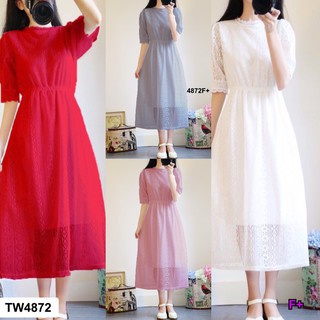 TwinsShopVip💗พร้อมส่ง TW4872 Maxidress แม็กซี่เดรสลายลูกไม้