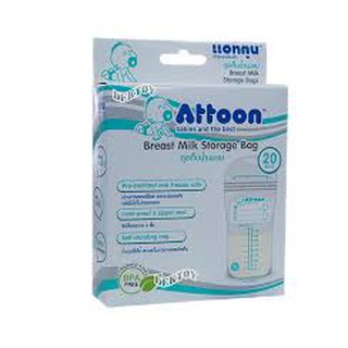 Attoon ถุงเก็บน้ำนมแม ถุงซิปล็อค 3 ชั้น ป้องกันการหกหรือรั่ว ขนาดบรรจุ 20 ใบ