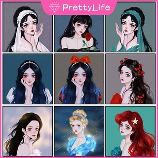 【PL】พร้อมส่ง ภาพวาดปักครอสสติตช์ รูปการ์ตูนเจ้าหญิง ผ้าใบ 5D ขนาด 30x30 ซม. สําหรับตกแต่งผนังบ้าน DIY