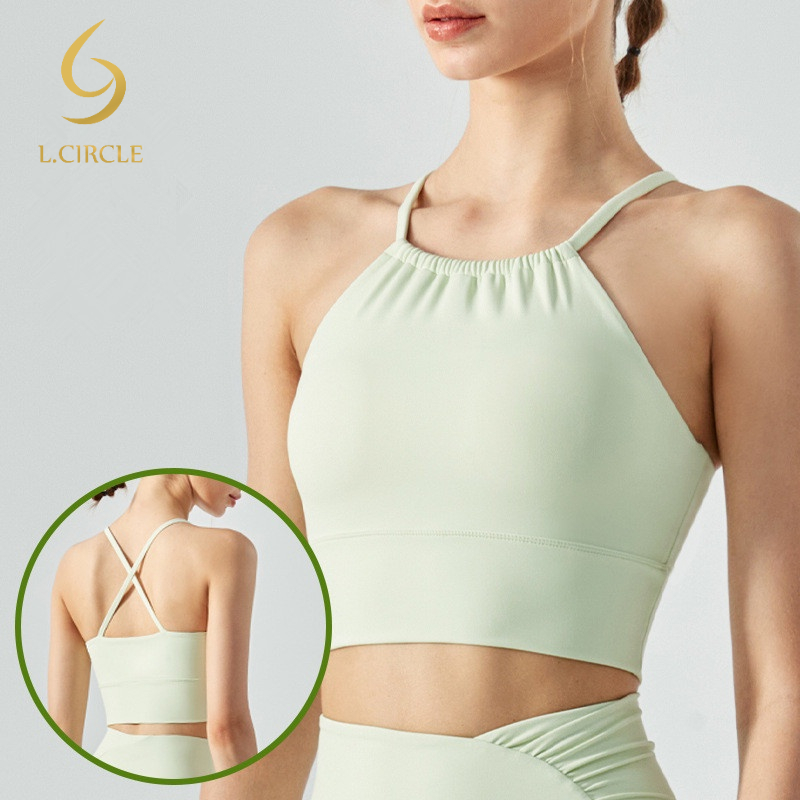 L.CIRCLEWomen Front Necking Fold Design Sexy Sport Yoga Bra