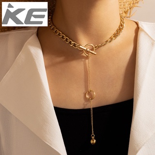 Necklace Punk thick chain heavy metal one word buckle round long long necklace women for girls