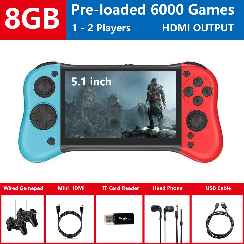 เกมคอนโซลมือถือ 5.1 นิ้ว PSP X7 X12PRO 64 bit GBA arcade NES retro nostalgia FC Games MP5 Handheld G