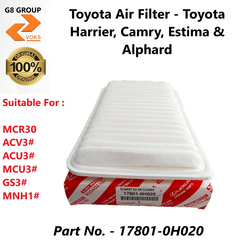 กรองแอร์ Toyota - Toyota Estima, Alphard, Harrier & Camry ( 17801-0H020 )