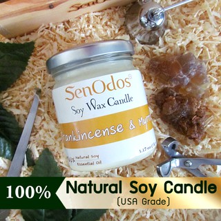 SenOdos เทียนหอม เทียนไขถั่วเหลือง กลิ่นกำยาน &amp; มดยอบ Frankincense &amp; Myrrh Scented Soy Candle Aroma