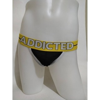 กางเกงในชาย Addicted Jockstrap สีดำขอบเหลือง