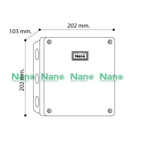 NANO กล่องกันน้ำพลาสติก ฝาทึบ ขนาด 202x202x103mm. / 8x8x4" รุ่น NANO-206W NANO-206G NANO-206Y NANO-2
