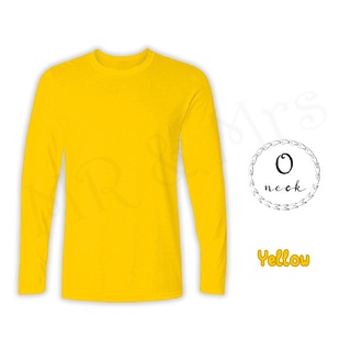 เสื้อยืดสีพื้น เสื้อยืดคอกลมแขนยาว เสื้อแขนยาว เสื้อคอกลม Unisex T-Shirt ผ้าCotton (สีเหลือง)