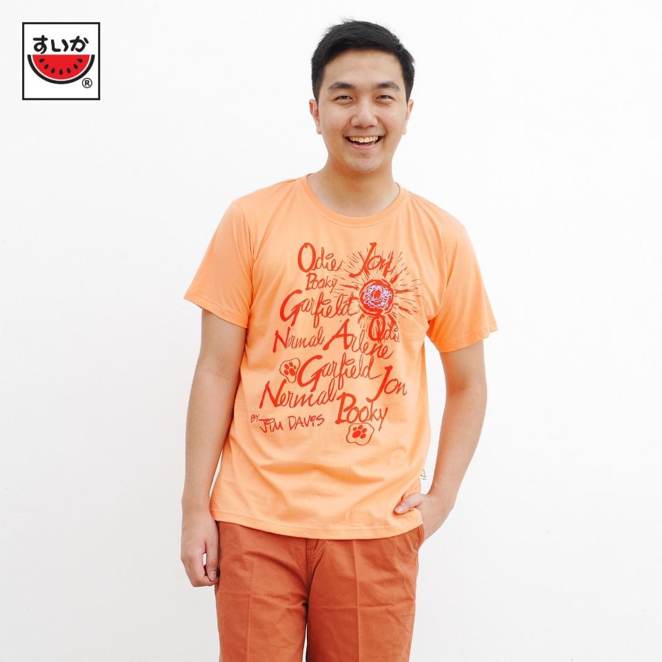 แตงโม (SUIKA) - เสื้อแตงโมคอกลม ลาย GARFIELD สีโอรส