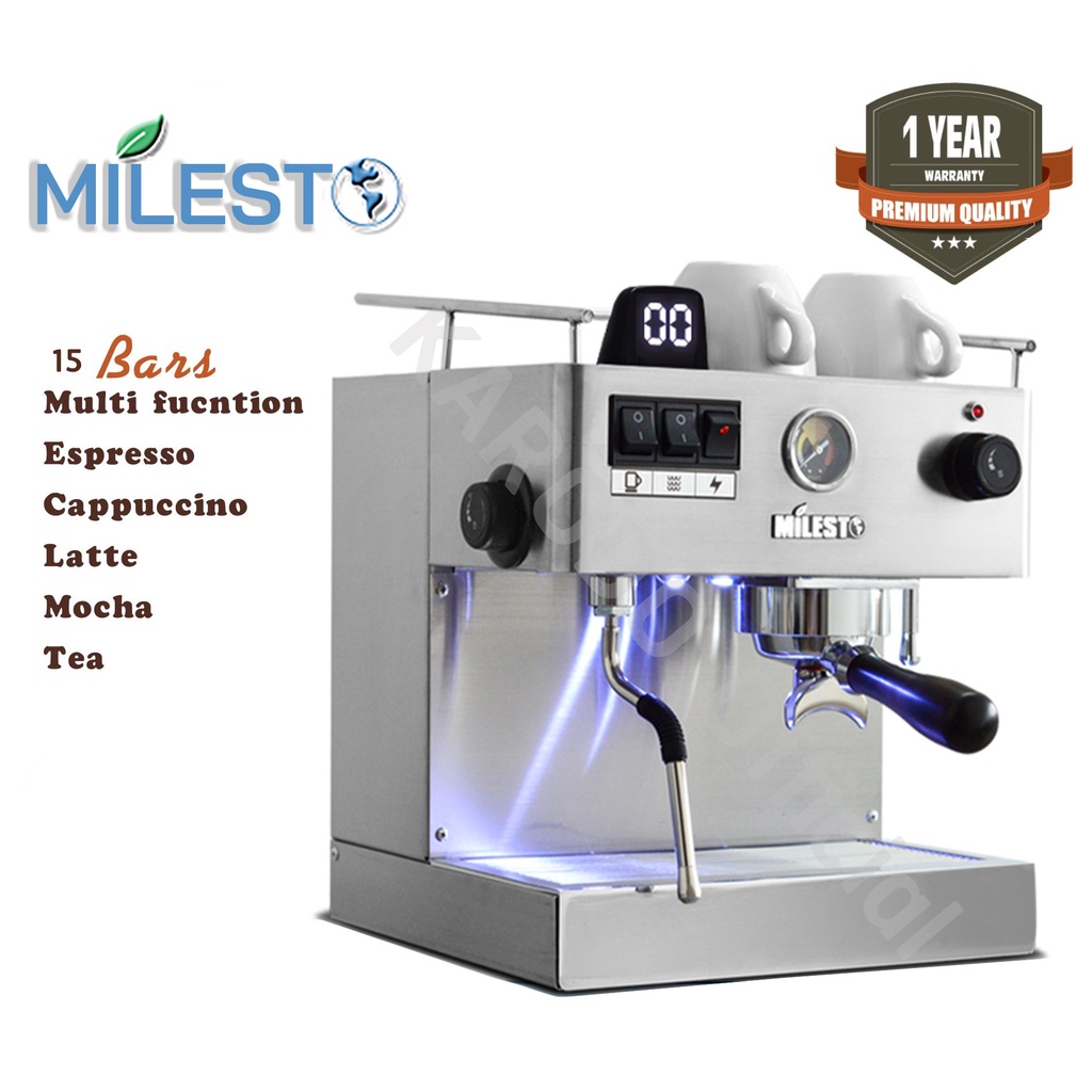 Milesto เครื่องชงกาแฟกึ่งอัตโนมัติ(จับเวลาการชง) 1400W 3 ลิตร รุ่น EM19-M2