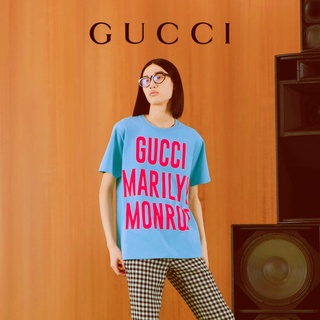 [New Gucci "Gucci Rock Hudson" เสื้อยืด ผ้าฝ้าย พิมพ์ลาย