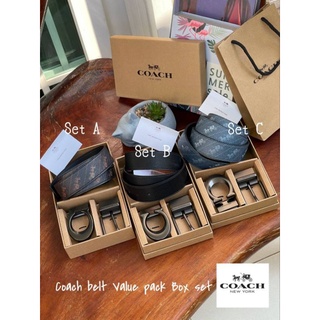 Coach belt Value pack Box set เข็มขัดหัวคู่