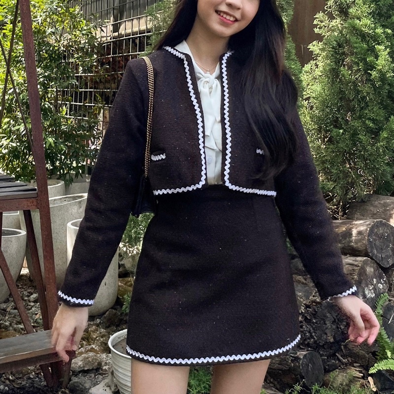 MIJOO SKIRT - กระโปรงผ้าทวีต - กระโปรงผู้หญิง - เสื้อท่อนล่างของผู้หญิง