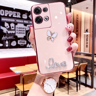 เคสโทรศัพท์ 2022 New Phone Case OPPO Reno8 Z 8 Pro Reno 8 8Z 7 7Z 7Pro 6Z 6 Z Pro 5G 4G Fashion Crystal Butterfly 6D Plating Handphone Casing TPU Soft Back Case Ultra Thin Protection Cover เคส