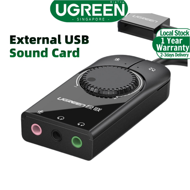 UGREEN USB Sound Card External Audio Card 3.5mm USB Adapter USB to Earphone Headphone Audio Interfac