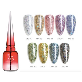 สีทาเล็บเจล AS รุ่น สีกากเพชร (Glitter) รหัส AHC